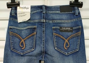 กางเกงยีนส์ทรงสลิมฟิตสำหรับผู้ชายผ้ายีนส์ยืดได้สีน้ำเงินและดำทรงตรงพร้อมฟอกสีเข้มดีไซน์เนอร์แฟชั่น - Product Image 6