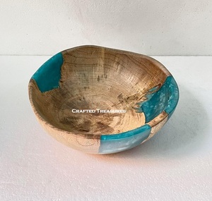 Bol en bois avec design en résine Produit le plus vendu Bol en résine en bois élégant et moderne Vente personnalisée - Product Image 2