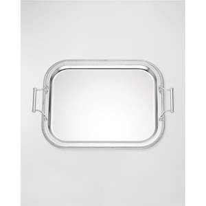 Plateau de service en métal argenté robuste, plateau de service de qualité supérieure pour la restauration, avec poignées latérales, plateau de service pour boissons de cuisine, plateau de petit-déjeuner - Product Image 1