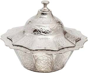 Azucarero decorativo de latón antiguo con tapa para el hogar y el restaurante Cuencos de diseño premium para postres Cuencos antiguos ocasionales - Product Image 2