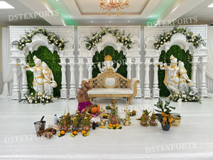 Magnífica Configuración de escenario de boda de Hollywood decoración de escenario de boda de Bollywood moderna escenario de tema de boda Blanco Asiático - Product Image 3