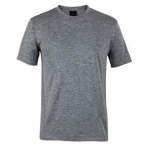 T-shirt gris chiné coton polyester col rond streetwear avec broderie personnalisée style uni vente à chaud chemises slim pour hommes en vrac - Product Image 1