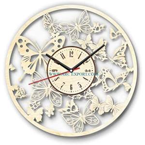 Horloge murale décorative moderne faite à la main en forme de feuille métallique Qualité supérieure Unique New Look Pattern Wall Hanging Clock Sales - Product Image 3