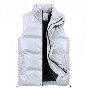 Veste sans manches à capuche décontractée respirante et écologique pour hommes, fermeture éclair, épaisse, chaude, personnalisée, veste gonflée en forme de poisson à bulles - Product Image 3