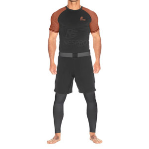 Vente en gros NES PRO SPORTS haute qualité MMA Rash Guard à manches courtes-tissu Spandex/Polyester écologique à séchage rapide pour hommes - Product Image 3
