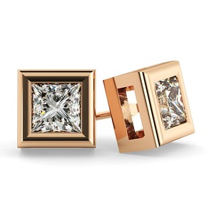 Pendientes de tuerca con corte princesa HEP59, diamante cultivado en laboratorio de 0.30 ct en platino, para fiestas, de lujo - Product Image 1