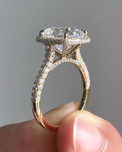 Joyería de boda de diamante cultivado en laboratorio de estilo de lujo 14K oro amarillo sólido 3,5 quilates solitario cojín corte anillo de compromiso para mujer - Product Image 3