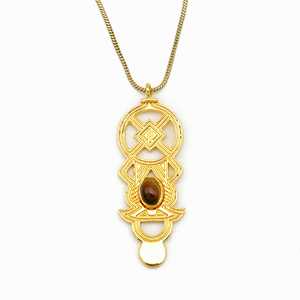 ขายส่งสร้อยคอชุบทอง18K สไตล์ชาติพันธุ์เสือวงรีอัญมณีสร้อยคอสำหรับผู้ชายผู้หญิงเครื่องประดับเชือกโซ่ทองเหลือง - Product Image 1