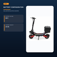 Trottinette électrique double 3000W, batterie 60V 23Ah, autonomie 60KM, vitesse 75KMH, pneus pneumatiques 12 pouces, freins hydrauliques, entrepôt Europe