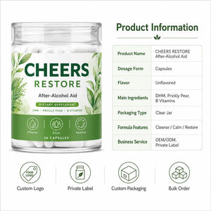 Cápsulas de Ayuda Post-Alcohol Cheers Restore con DHM, Nopal y Vitaminas <span class=keywords><strong>B</strong></span> <span class=keywords><strong>para</strong></span> <span class=keywords><strong>la</strong></span> Recuperación del Hígado, Limpieza Suave a Base de Plantas, Marca Privada - Product Image 3
