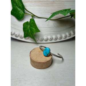 Navajo Handmade Kingman Turquoise & Sterling <b>Silver</b> <b>Cuff</b> <b>Bracelet</b> Cultural Collectible Jewelry - Product Image 3