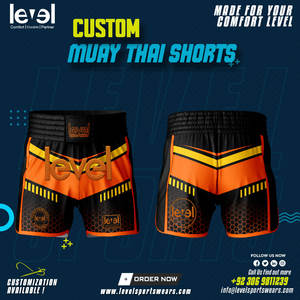 Pantalones cortos de Muay Thai con cordón elástico y logotipo personalizado para Kickboxing Sanshou Boxing BJJ Training-Ligero de secado rápido transpirable - Product Image 4