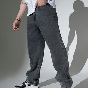 Nuevos Jeans Holgados de Moda Masculina Personalizados 2026, Pantalones Vaqueros Grises de Corte Holgado, Pantalones Vaqueros con Pedrería Estilo Hip Hop, Pantalones Vaqueros Casuales de Talla Grande - Product Image 1