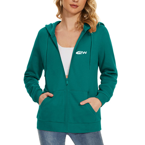 Sudaderas con capucha para mujer, Jersey de algodón de gran tamaño a granel personalizado, sudaderas recortadas, ropa informal con capucha, chaquetas con cremallera de lana, moda - Product Image 1