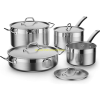 Set Peralatan Masak Stainless Steel Premium Gagang Emas Multifungsi Aman untuk Oven Aman untuk Mesin Cuci Piring Cocok untuk Induksi Panci Wajan Panci Saus