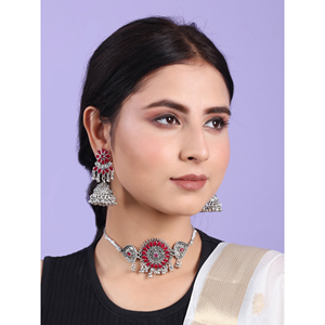 Wedding <b>Choker</b> with Maroon Flower Design - Product Image 3