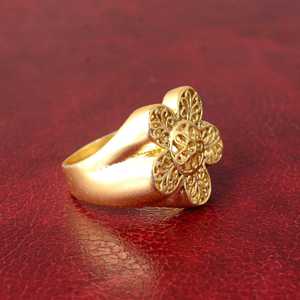 Fashion Casual Filigree <b>Ring</b> Boho Brass <b>Rings</b> Women 18k <b>Gold</b> Plated Vintage Floral Band Ethnic Flower Design Wholesale/OEM/ODM - Product Image 3