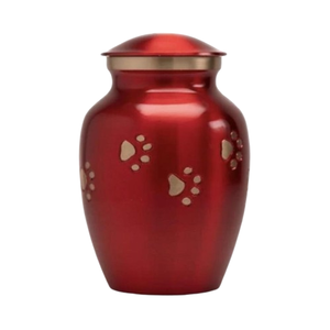 Urne classique en laiton pour animaux de compagnie avec des accents d'empreinte de patte d'or finition brillante métal commémoratif gravure personnalisée ailes d'ange petites urnes pour animaux de compagnie - Product Image 1