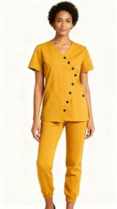 Tenues médicales tendance pour femmes, pantalons de jogging à cordon de serrage, avec un tissu extensible doux, couleurs vives, ensembles d'uniformes médicaux infirmiers tissés - Product Image 5