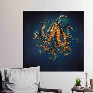 Toile murale imprimée avec un motif d'octopus élégant, cadeaux personnalisés, toile emballée - Product Image 1