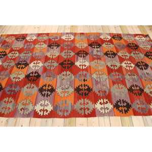 Grand tapis vintage 5,9x10,6 pieds, tapis en laine rouge et violet à motifs floraux - Product Image 2