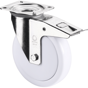 Ruedas Giratorias de Plástico Blanco de 125 mm para Muebles, Capacidad de Carga de 450 kg, con Freno, 138 x 110, Tipo BS - Product Image 3