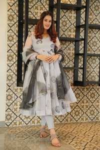 Vestido Anarkali de Seda Organza Tabby de Georgette Pesada de Última Moda, Vestido Tradicional Indio de Fiesta para Adultos, Lehenga Choli Salwar - Product Image 2