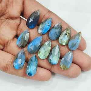 Lote de cuentas de corte de rosa de labradorita Premium, 10 piezas, piedras preciosas de 21x11 MM de Corte Lateral llamativo múltiple para hacer joyas, regalo para ella - Product Image 6