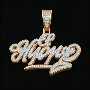 Star Dust Bijoux Religieux Unisexe Pendentif en Argent Sterling Moissanite Diamant Plaqué Or Hip Hop Style Hindouisme Parties Charmes - Product Image 3