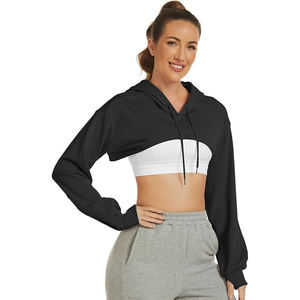 2025 nueva llegada logotipo personalizado mujeres algodón polar Yoga sudadera entrenamiento deportes recortada sudadera conjunto para mujeres - Product Image 6