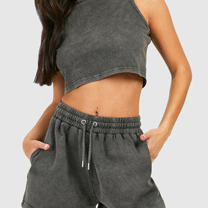 Conjunto de chándal corto de 2 piezas de carbón de la mejor calidad para mujer, conjunto de pantalones cortos de chándal de 2 piezas para mujer - Product Image 6