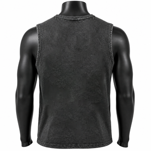 Camiseta sin mangas negra lavada personalizada para hombre, estilo gótico, gráfico, grunge, streetwear, de algodón, tipo muscle, OEM, al por mayor - Product Image 2