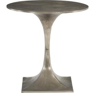 Mesa auxiliar de café redonda de aspecto elegante, mesa auxiliar de café con acabado plateado de aluminio, moderna para muebles de sala de estar - Product Image 1