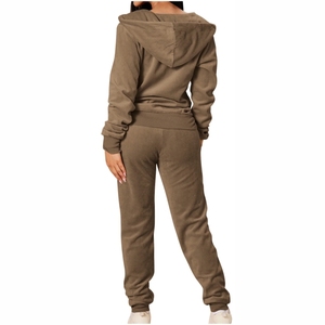 Chándal ligero de alta calidad para mujer en invierno con Color sólido de talla grande cómodo y transpirable para mujer chándal de terciopelo - Product Image 2