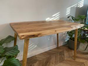 Mesa de Escritorio Recta de Madera de Acacia, Hecha a Mano con Madera Maciza, Borde Natural Grueso, para Oficina en Casa y Muebles de Lujo - Product Image 2