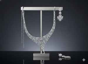 ชุดสร้อยคอประดับเพชรโรเดียมสีขาวพรีเมี่ยมสำหรับผู้หญิงเหมาะสำหรับให้เป็นของขวัญและงานเฉลิมฉลอง - Product Image 2