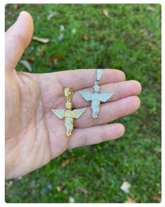 El Mejor Colgante Unisex de Moissanita con Diseño de Ángel Bebé Querubín, Plata de Ley 925 Sólida, Diseño de Manos en Oración, Bañado en Rodio o Oro de 14K, Estilo Hip Hop - Product Image 6