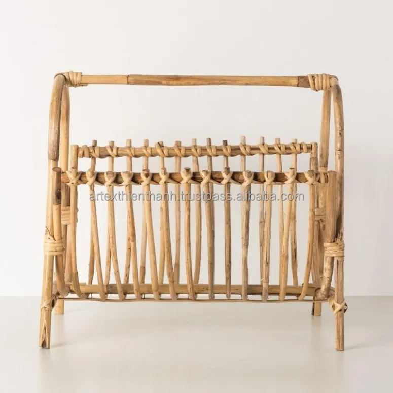 Großhandel Bücherregal Trend Rattan Zeitungs ständer Store Zeitungs broschüre Display Stand Modern Rattan Bamboo Magazine Rack