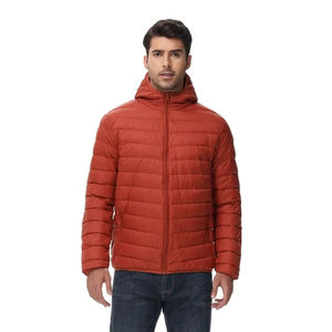 Vente en gros Vestes bouffantes d'extérieur pour hommes d'hiver avec logo personnalisé Capuche légère matelassée coupe-vent avec tissu en toile - Product Image 5