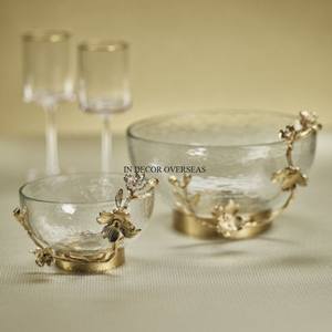 Set of 3 High Quality Acrylic <b>Bowls</b> <b>with</b> Silver Shiny Polished <b>Lids</b> and Gold-Plated Trays Heat Resistant Top Indian Supplier - Product Image 6