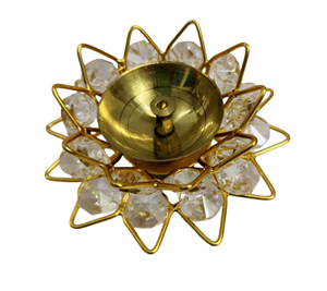 Galería de latón Cuenco pequeño de latón Cristal Diya Forma redonda Kamal Deep Akhand Jyoti Lámpara de aceite para el hogar Templo Puja Decoración Regalos - Product Image 4