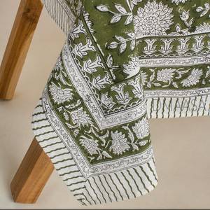 Turquoise vert Floral main bloc imprimé coton nappe indien Table à manger couverture vieux mousse vert et blanc Boho décor à la maison - Product Image 5