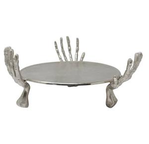Bandeja de Servicio de Metal Plateado Antiguo con Diseño Gótico de Mano de Esqueleto para Fiestas Temáticas y Bares, Ideal para Inauguraciones de Casas. - Product Image 1