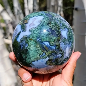 Wholesale Healing Stones Crystal Ball Polished Green Moss <strong>Agate</strong> Sphere <strong>for</strong> Home Decoration - Product Image 6