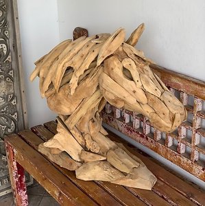 Figura de Caballo Hecha a Mano en Madera Maciza, Tallada en Raíz de Teca, Escultura Animal de Arte Popular para Decoración del Hogar - Product Image 2