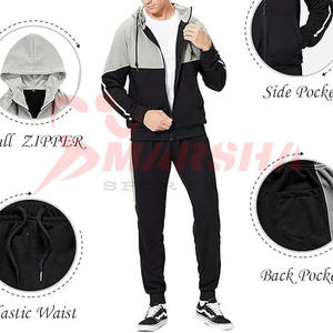 ชุดวอร์มใส่ได้ทั้งชายและหญิงสำหรับเล่นกีฬามีฮู้ดชุดวอร์มกางเกงวิ่งจ๊อกกิ้งแขนยาวมีซิปหน้า - Product Image 3