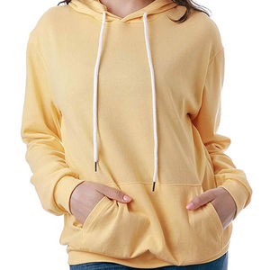 Sudadera con Capucha de Invierno de Alta Calidad al por Mayor, de Poliéster/Algodón Estampado, para Mujer, Color Sólido, con Forro y Personalizable en la Parte Delantera - Product Image 1
