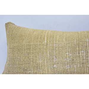 Subtle Striped <b>Beige</b> Wool 18x18 Luxury Kantha Pillow Woven Vintage & Fluffy Pattern for Sofa Decorative <b>Cushion</b> or Floor Use - Product Image 2