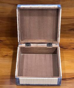 HF artisanat concepteur bambou motif carré en bois boîte à bijoux décoratif os incrustation articulé organisateur souvenir stockage - Product Image 3