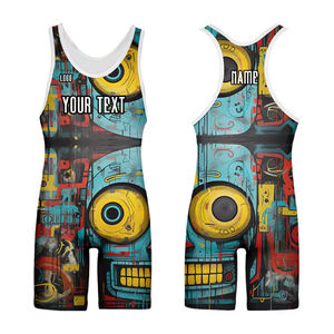 Nouvelle conception de maillots de lutte sportive, gilets de fitness personnalisés pour hommes, combinaison de musculation avec impression personnalisée et sublimation - Product Image 5